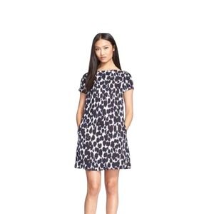 Kate Spade New York Shift Dress Size 4 Blue Black White Abstract Animal Print